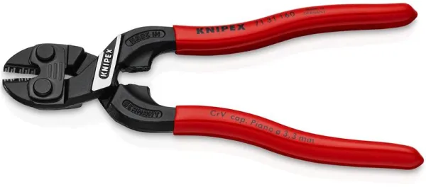 Knipex KNIPEX CoBolt e S Cortador de pernos compacto con rebaje en la hoja, negro atramentizado, recubierto de plástico 160 mm