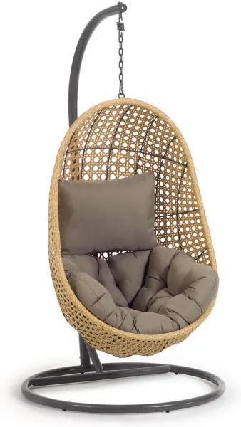 Cira, Silla colgante de exterior con soporte, negra, H197x105x105 cm