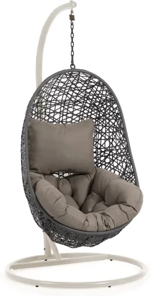 Florina, Silla colgante de exterior, gris/blanco, ratán