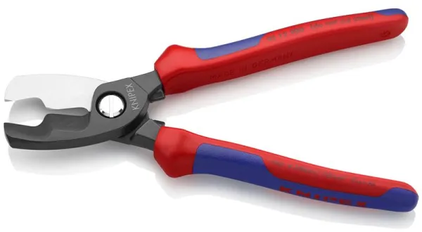 Cizalla para cables Knipex con doble filo, pavonada, con mango multicomponente 200 mm