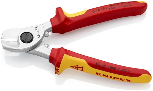 Cizalla para cables Knipex cromada, probada VDE 165 mm