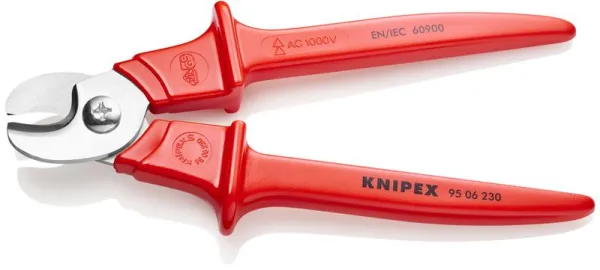 Cizalla para cables Knipex, mango de plástico moldeado, aislado, plástico moldeado, probado VDE 230 mm