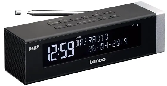 Lenco CR-630BK - Radio despertador estéreo DAB+/FM con puerto USB y entrada AUX - Negro - DAB/DAB+/FM - Estéreo - Negro